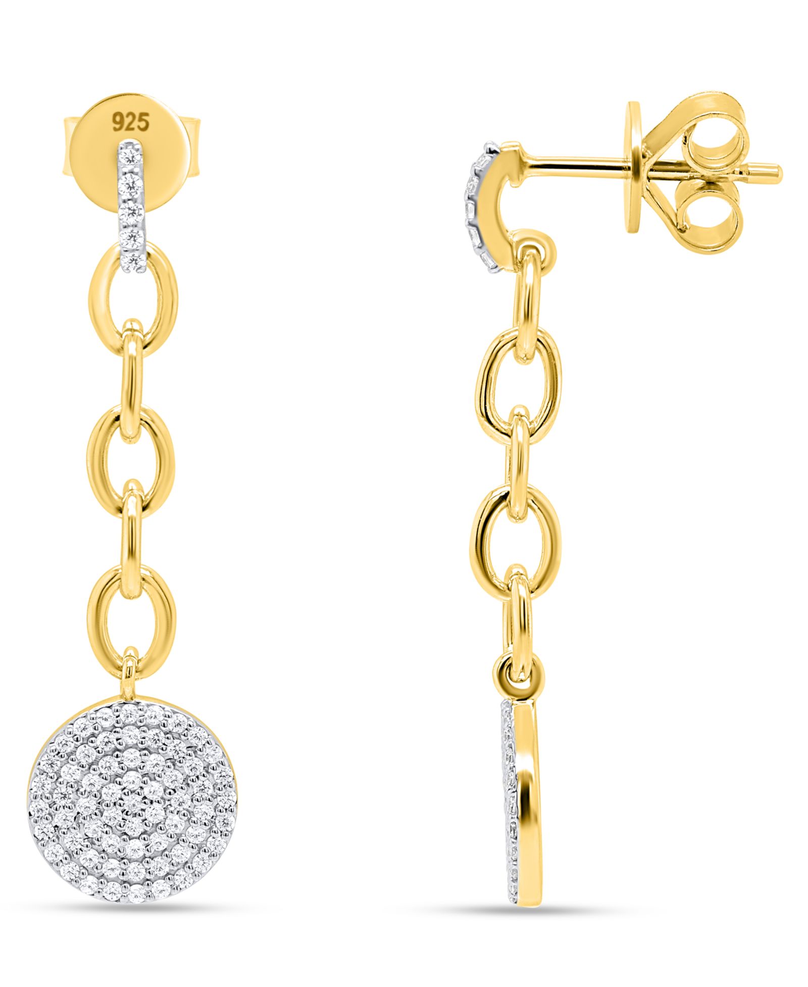 Macy's Серьги White Diamond Drop 14k Gold Plating со Sterling Silver