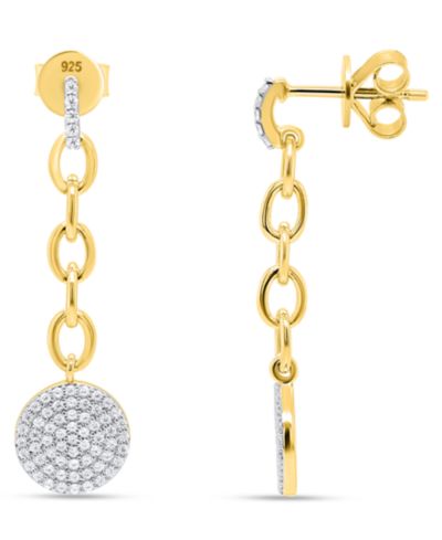 Macy's White Diamond Drop Earrings (1/2 ct. t.w.) in 14k Gold Plating with Sterling Silver
