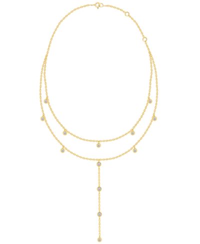 Ожерелье Macy's с белым бриллиантом в 14k золотом напылении с серебром