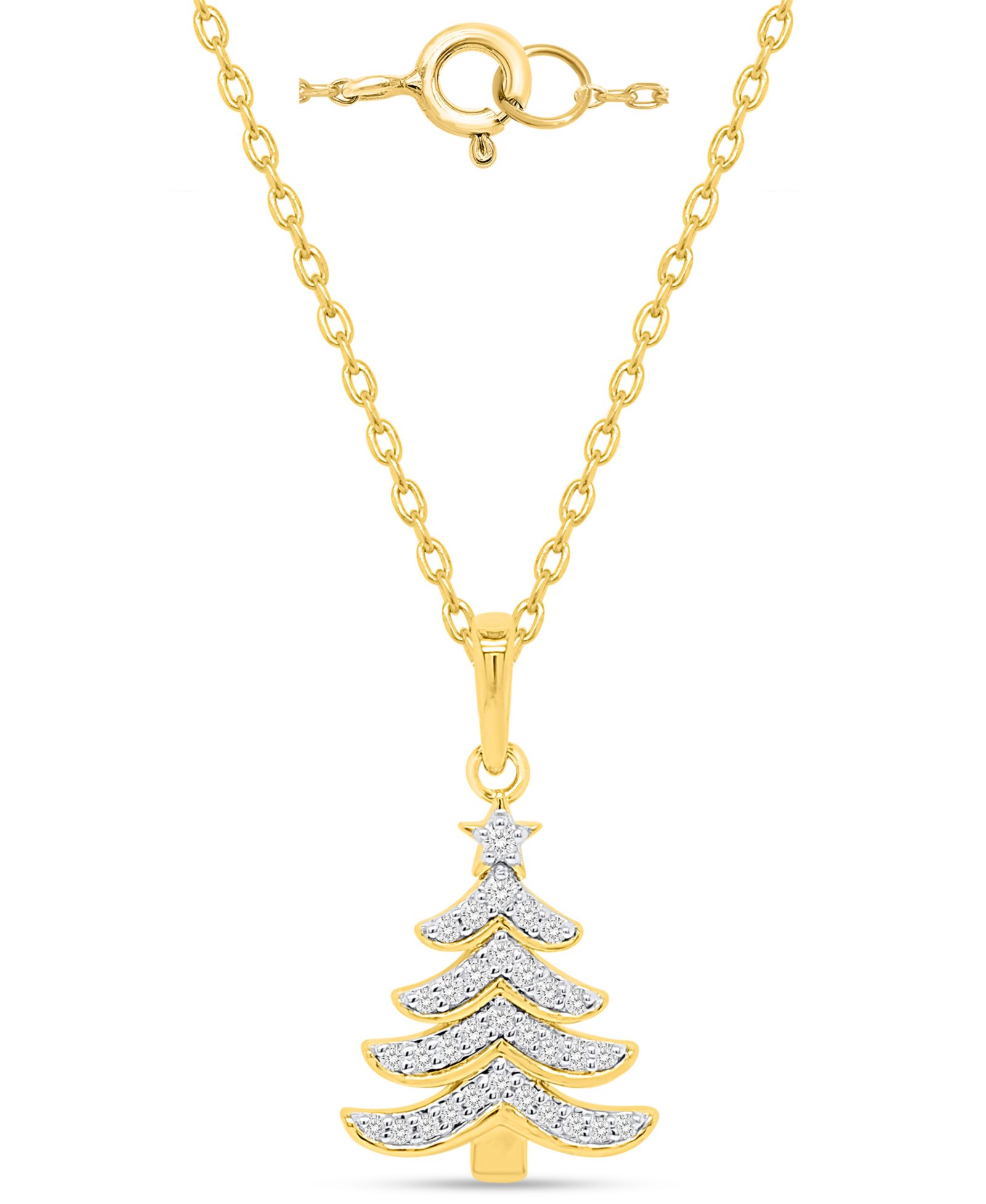 Macy's Diamond Pendant Necklace (1/8 ct. t.w.) in 14k Gold-Plated Sterling Silver and White Rhodium