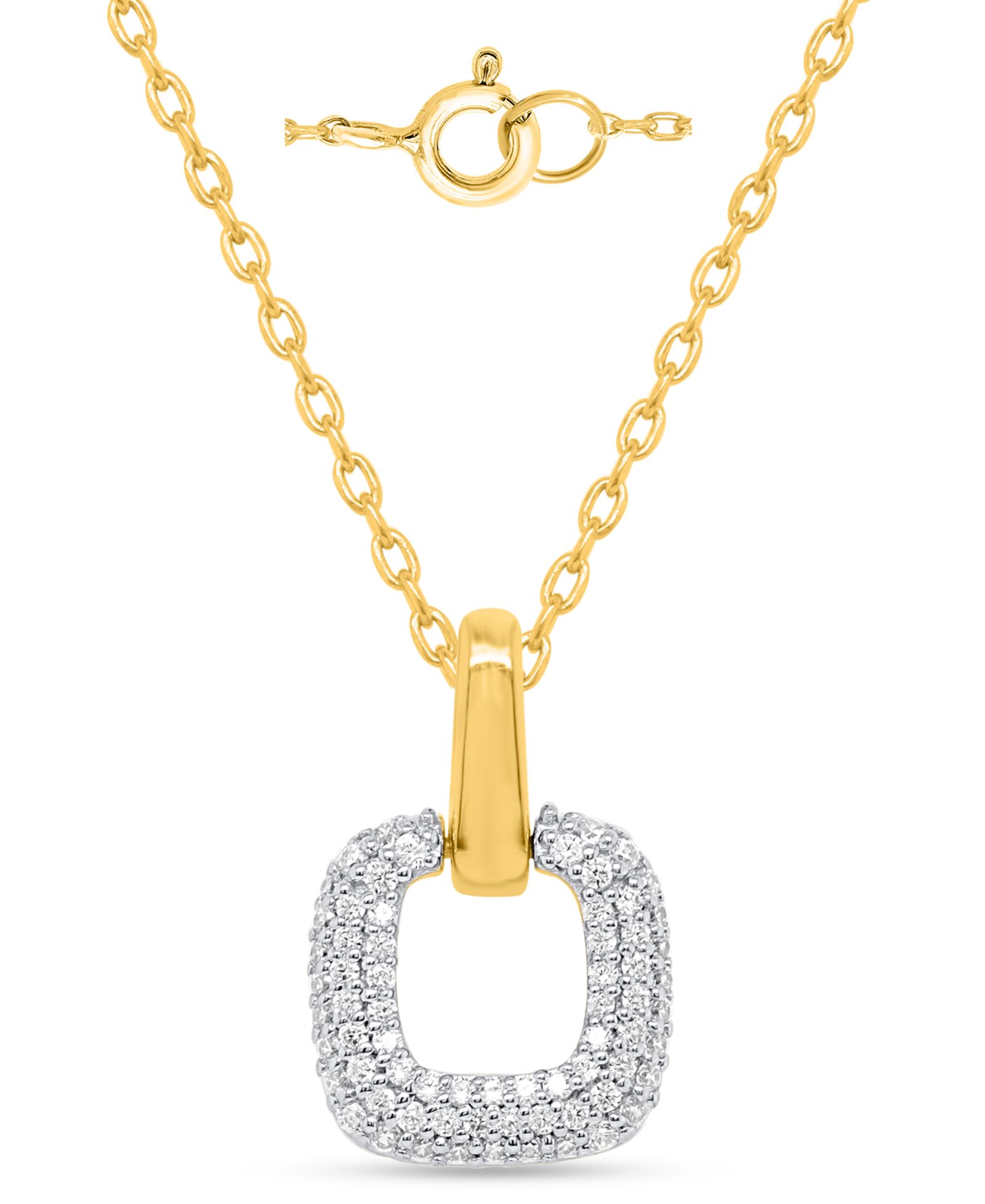 Macy's White Diamond Pendant Necklace (1/4 ct. t.w.) in 14k Gold Plating with Sterling Silver