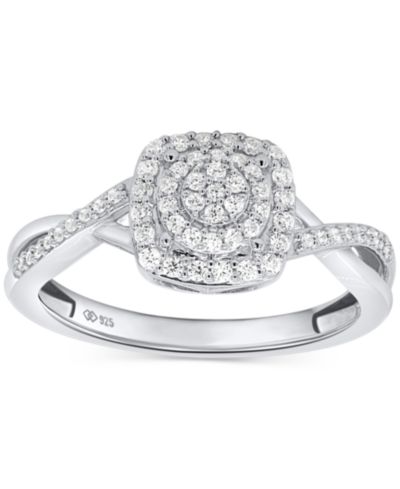Кольцо Promised Love с белым бриллиантом (1/4 ct. t.w.) из стерлингового серебра