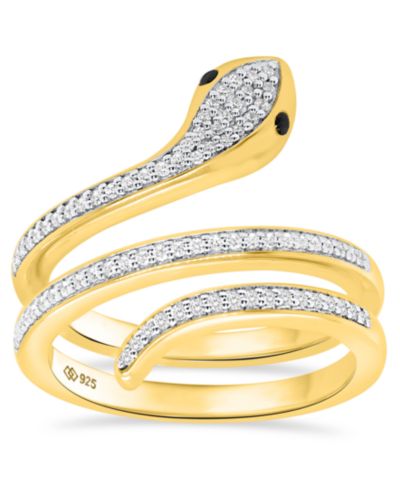 Macy's белое кольцо с бриллиантом (1/3 ct. t.w.) в позолоте 14k со стерлинговым серебром