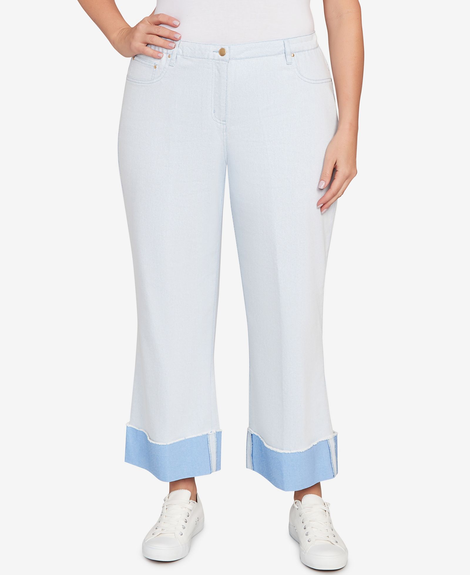 Ruby Rd. Plus Size Cuffed Pull-On Faux Fly Pants