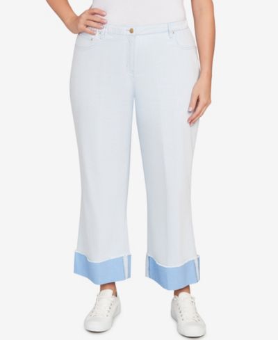 Ruby Rd. Plus Size Cuffed Pull-On Faux Fly Pants