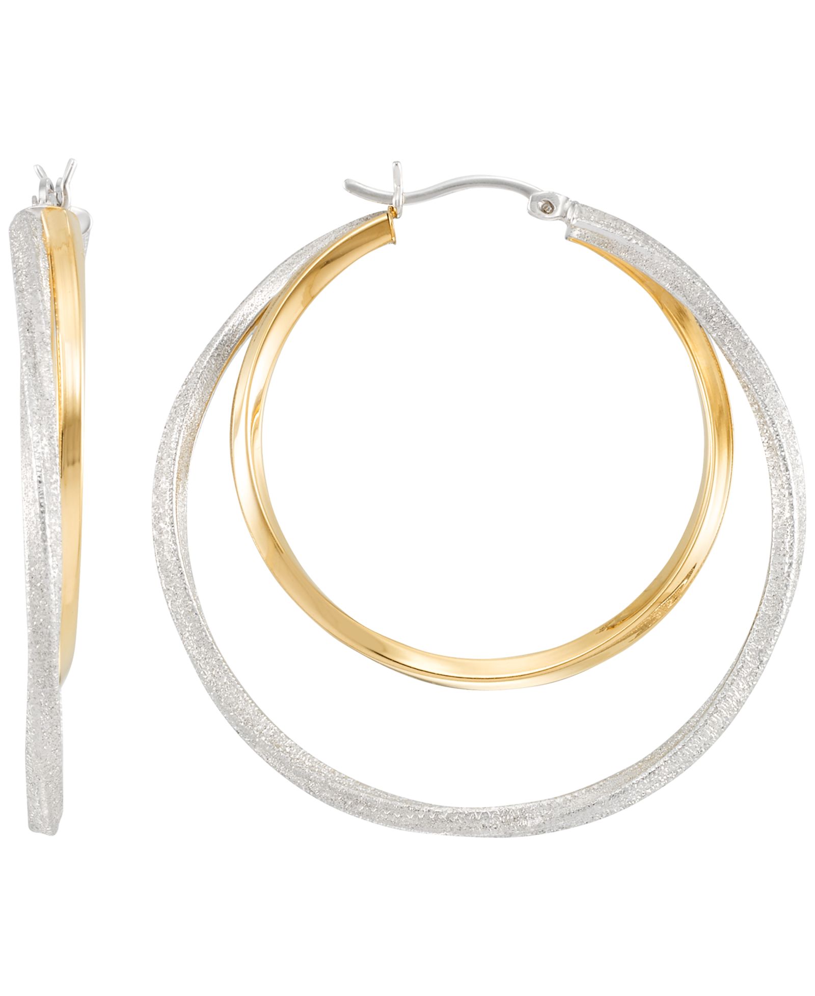 Macy's Two-Tone Twisted Double Hoop Earrings