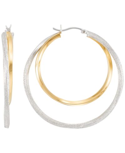 Macy's Two-Tone Twisted Double Hoop Earrings