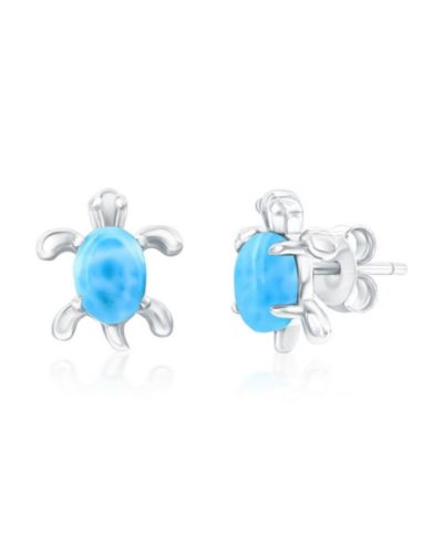 Sterling , Turtle Larimar Studs