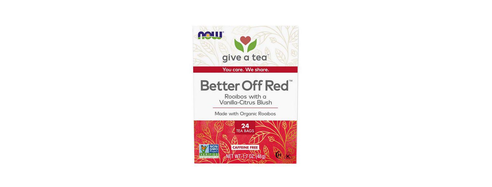Чай NOW Foods Better Off Red Rooibos, Vanilla Citrus Blush, 24 пакетика