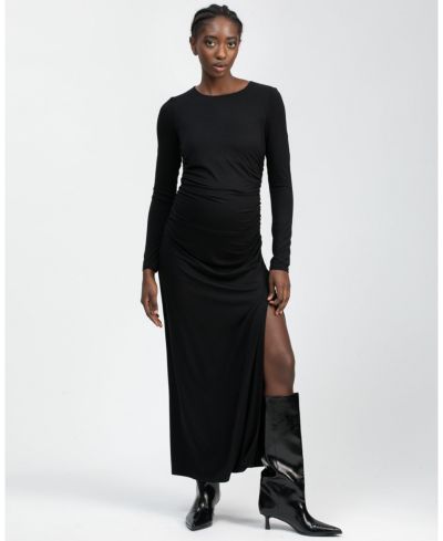 PIETRO BRUNELLI MATERNITY Women's Boat Neck Maxi Daphne Dress with Side Ruching