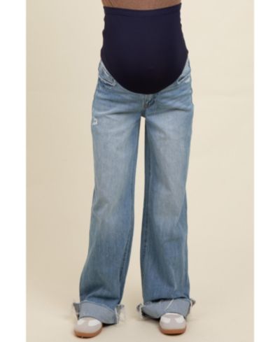 Pinkblush Women's Light Blue Cuffed Baggy Wide Leg Jeans