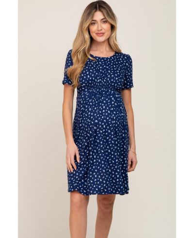 Женское платье Pinkblush Navy Floral Smocked Short Sleeve