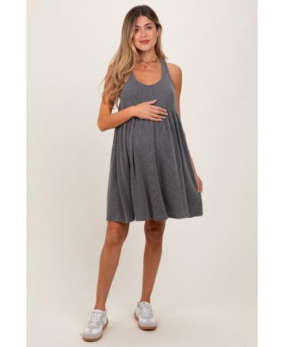 Pinkblush Women's Blue Ribbed Sleeveless Open Back Midi Dress
