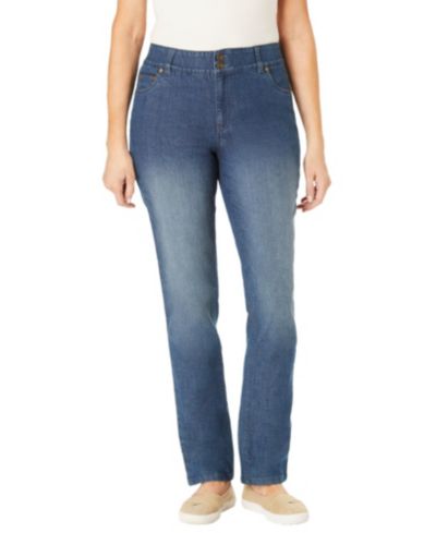 Woman Within Women's Within Tall Stretch Built-in Slimming Panel Straight Leg Jeans
