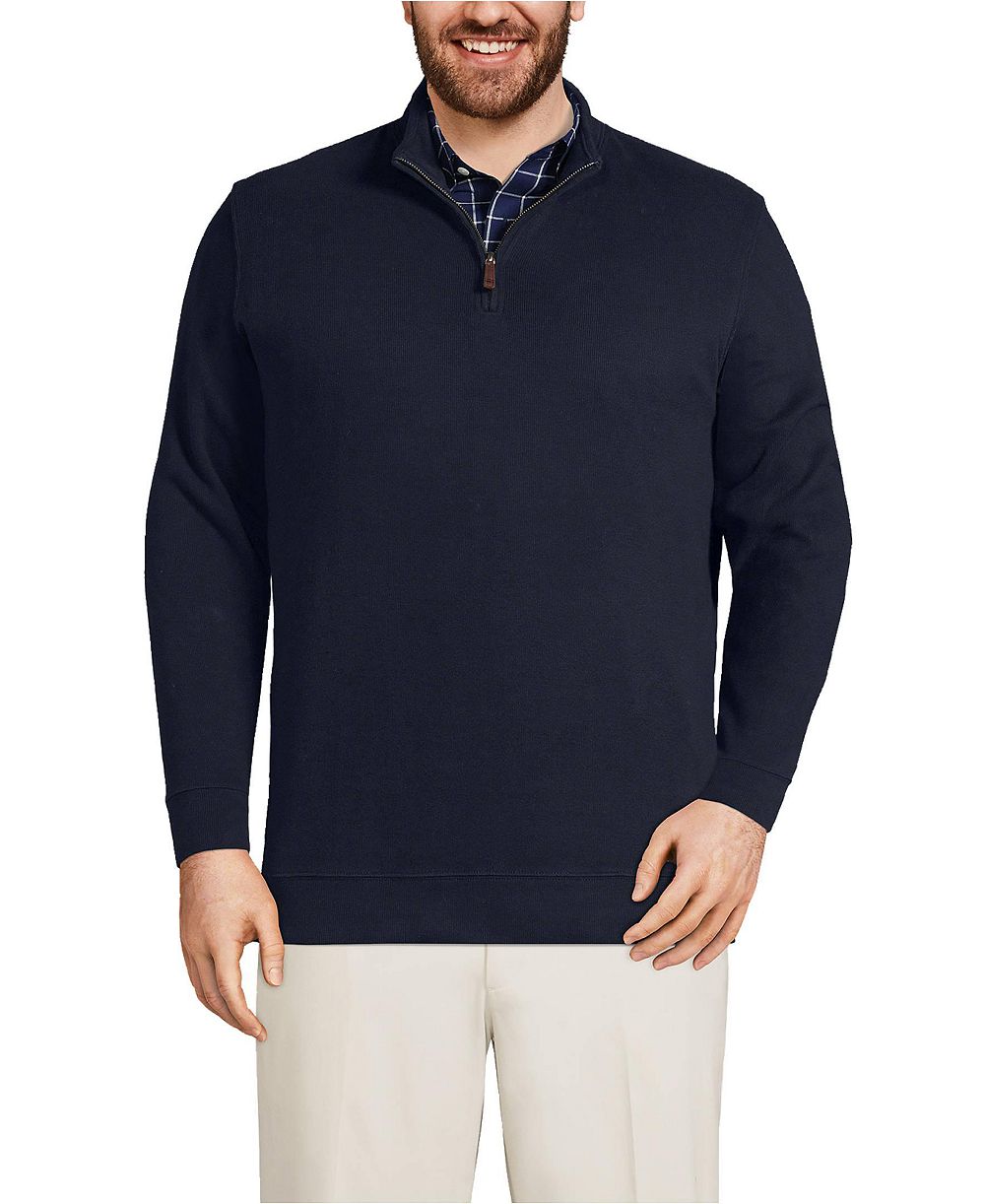 Длинный джемпер Lands' End Big & Tall Bedford Rib Quarter Zip Pullover