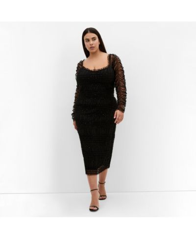 CITY CHIC Plus Size Sofie Dobby Spot Midi Dress