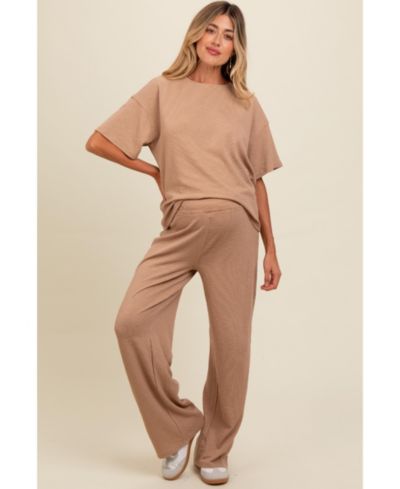 Pinkblush Women's Textured Knit Oversized Tee And Pants Set