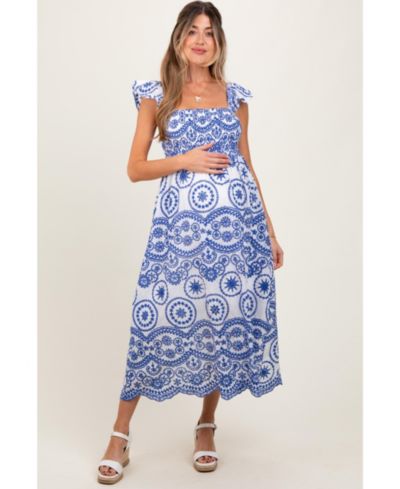 Женское миди-платье Pinkblush Light Navy Embroidered Smocked Cutout