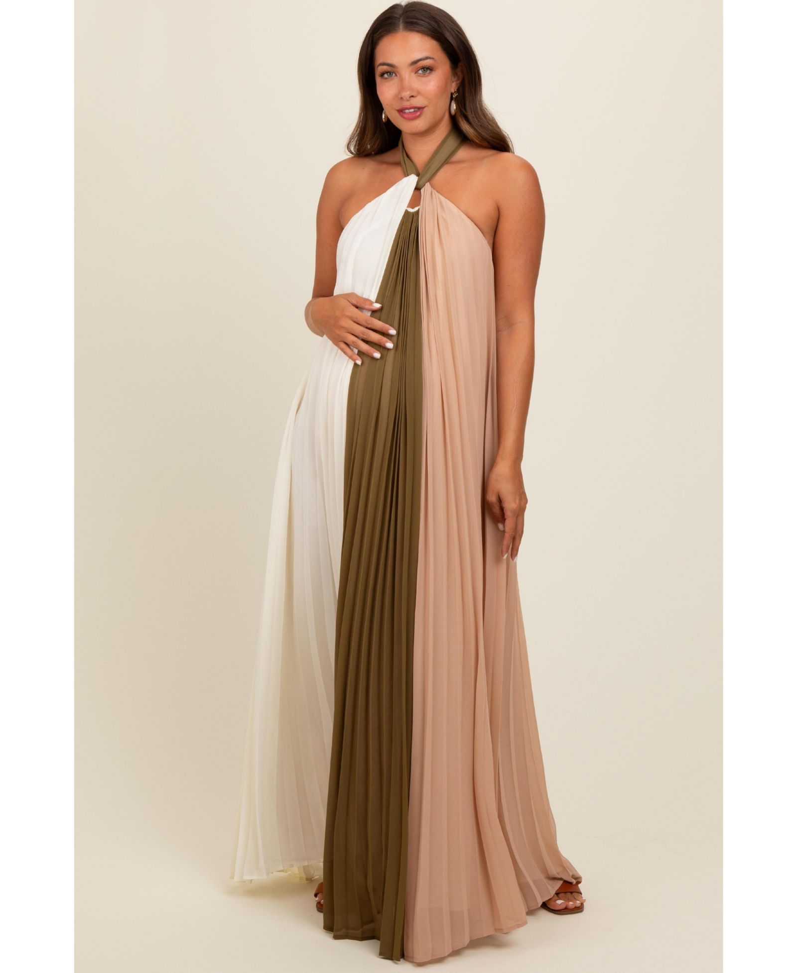 Pinkblush Женское платье макси с плиссировкой и halter neck