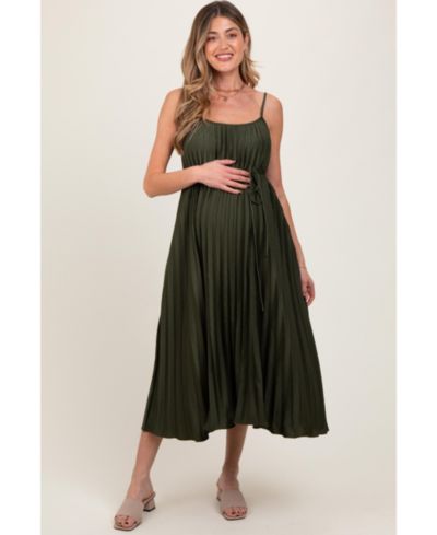 Pinkblush Women's Light Blue Pleated Sash Tie Midi Dress