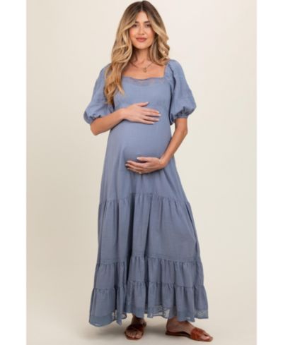 Pinkblush Women's Blue Lace Insert Maxi Dress