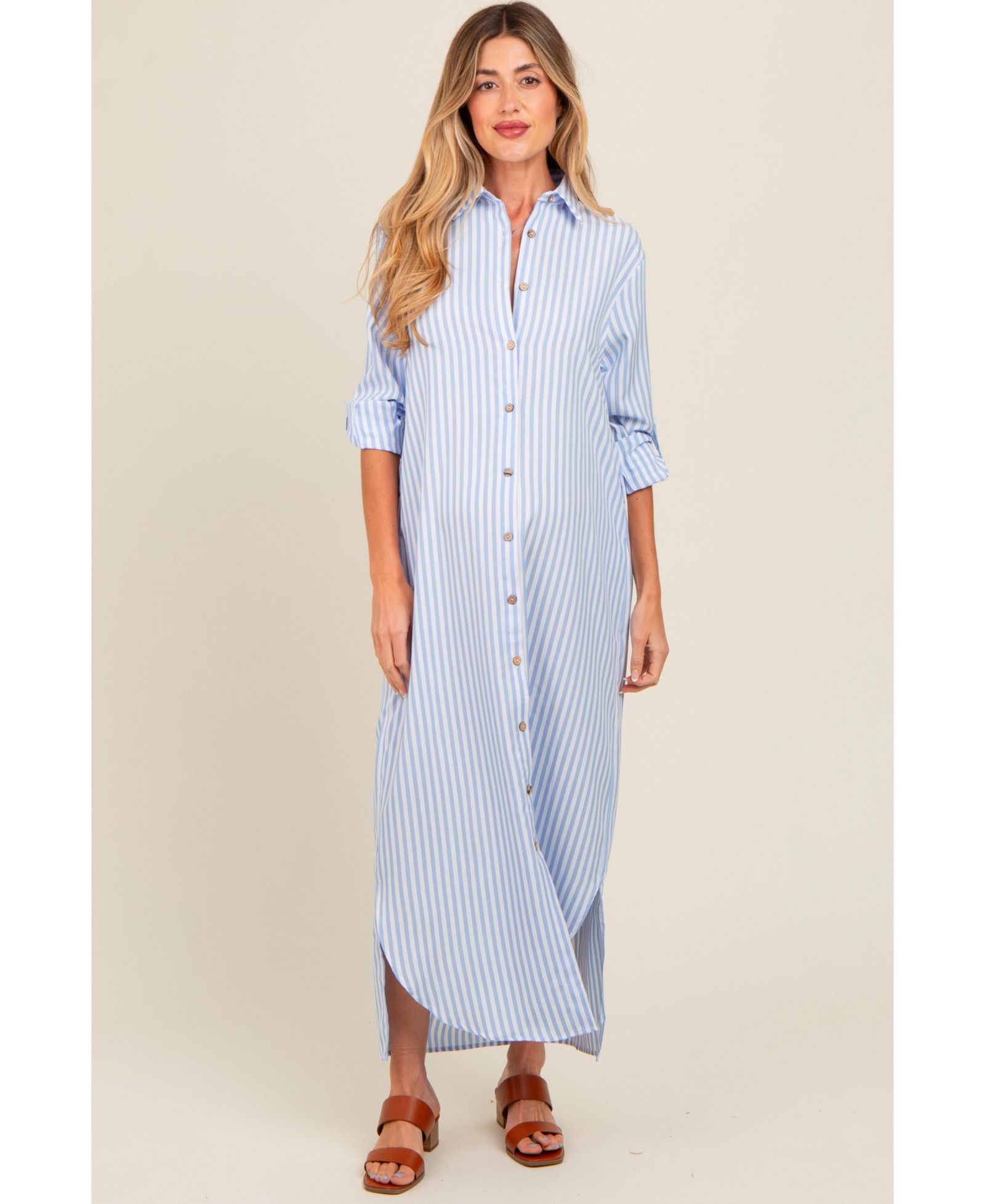 Pinkblush Women's Striped Button Down Maxi Dress