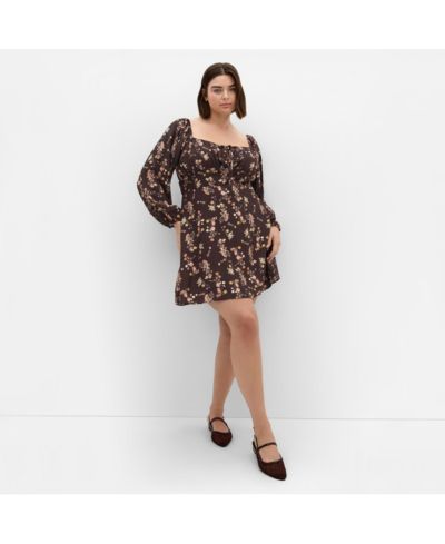 Женское мини-платье CITY CHIC Plus Size Abbie Long Sleeve Print