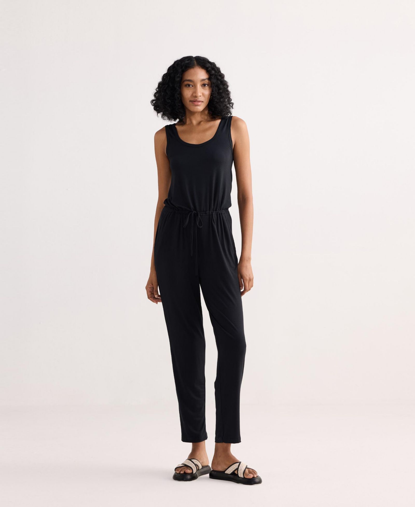 Reistor Women's Relaxed Drawstring Jumpsuit in Black