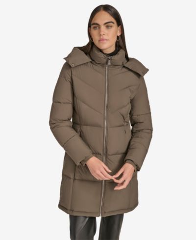 Женское утепленное пальто Calvin Klein с капюшоном