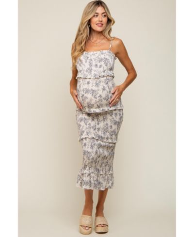 Женское миди-платье Pinkblush Cream Floral Smocked Fitted
