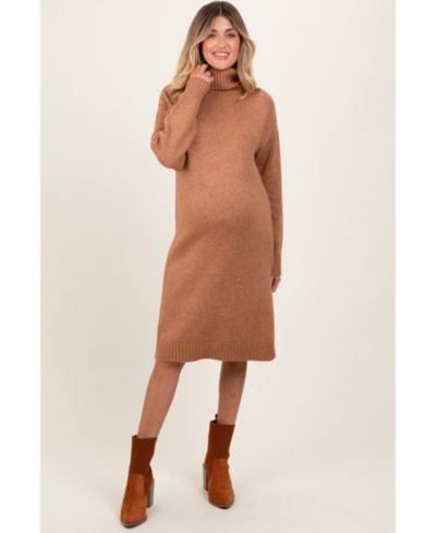 Pinkblush Women's Turtleneck Side Slit Midi Sweater Dress