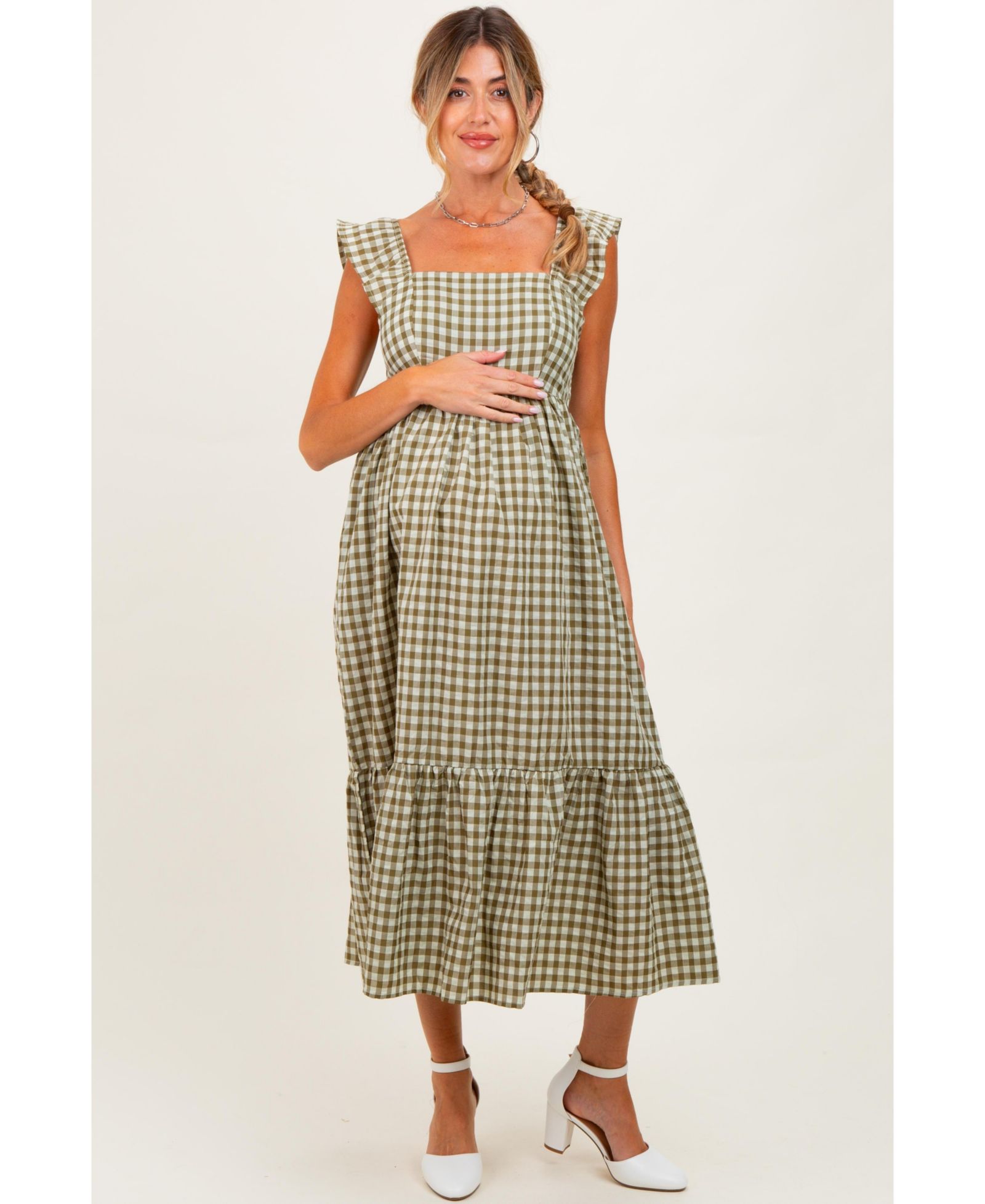 Женское миди-платье Pinkblush Olive Gingham Ruffle Strap