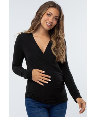 Женский топ Pinkblush Black Brushed Knit Wrap Front