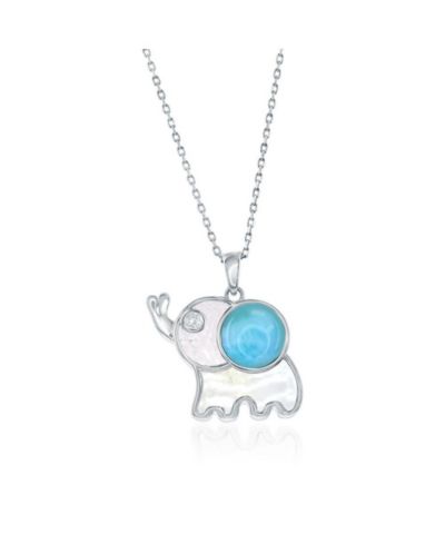 Ожерелье Alex and Ani Elephant Sterling, MOP & Larimar