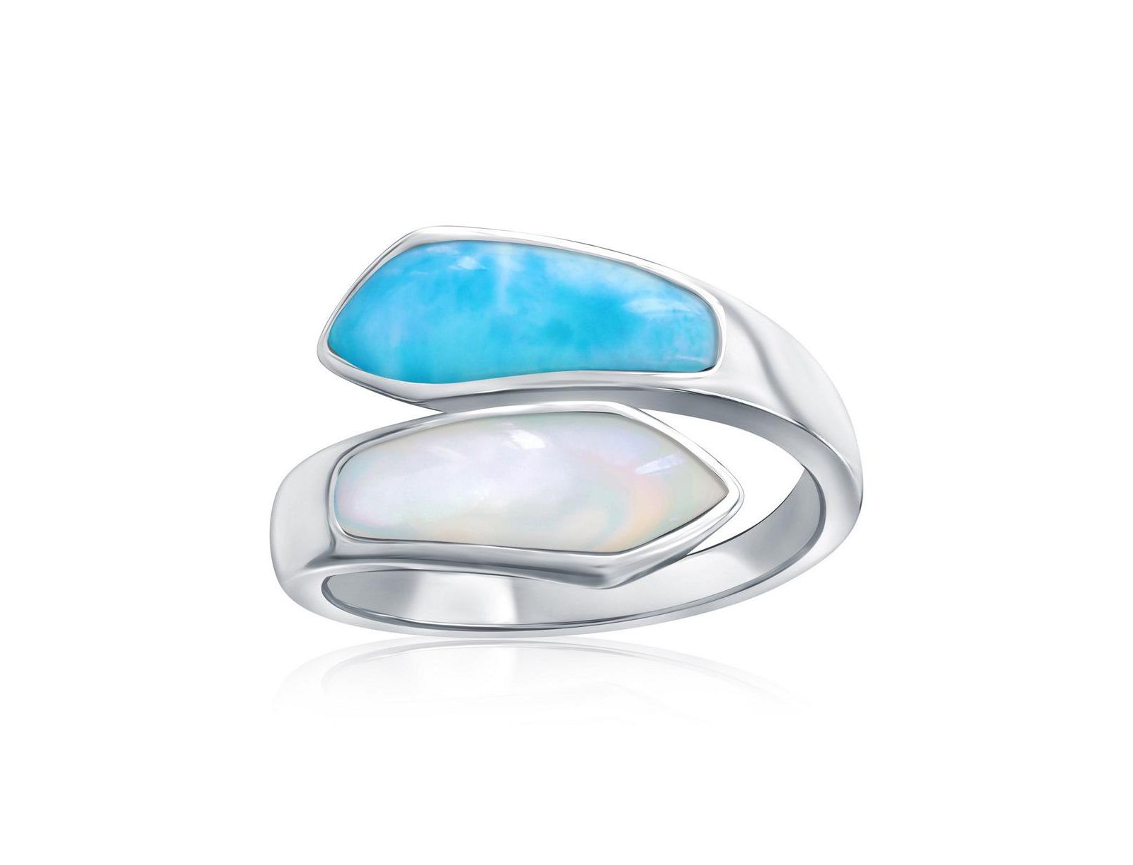 Steling , MOP & Larimar Bypass Ring