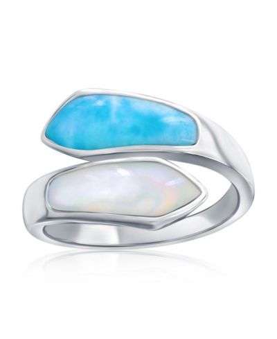 Steling , MOP & Larimar Bypass Ring