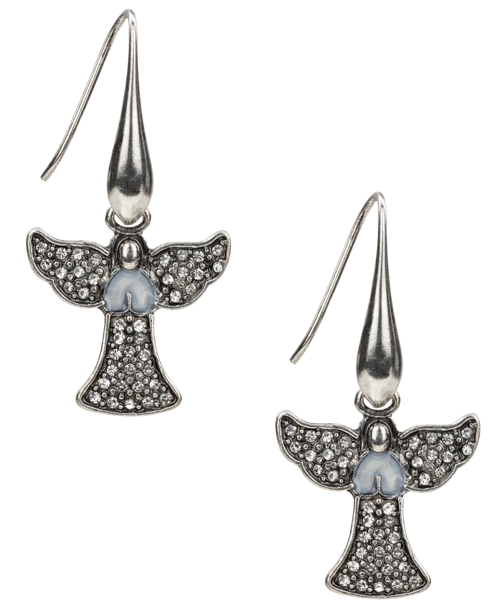 Patricia Nash Glass Stone Silver-Tone Angel Drop Earrings