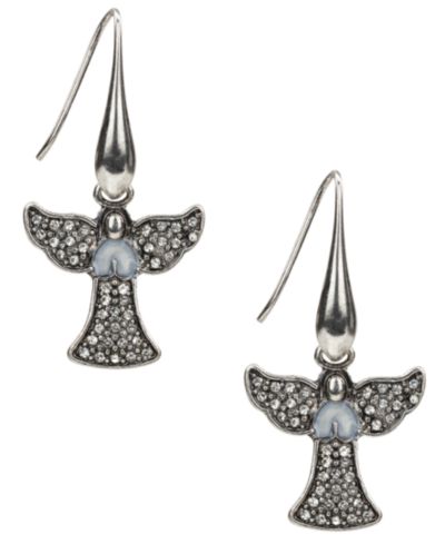 Patricia Nash Glass Stone Silver-Tone Angel Drop Earrings
