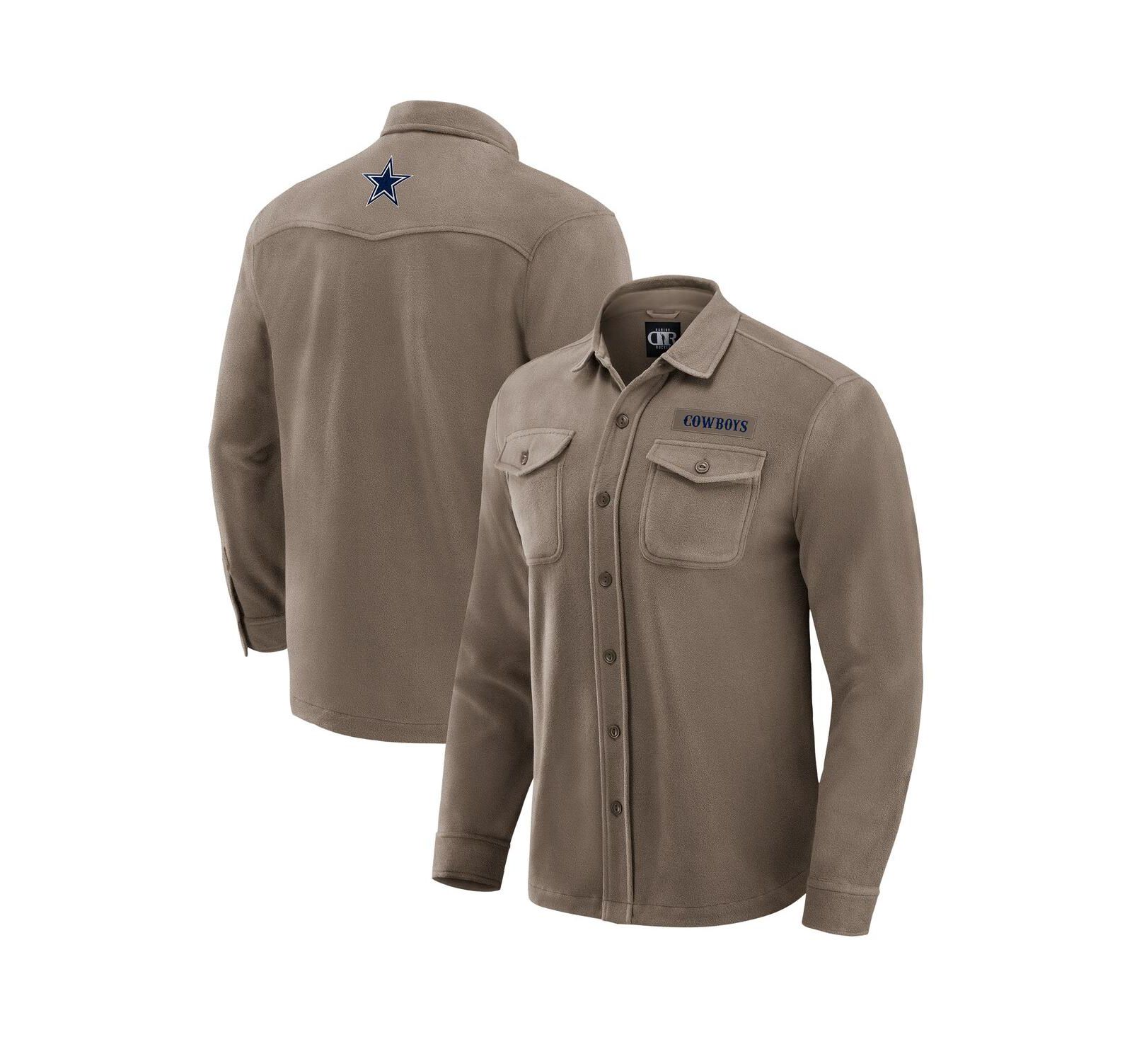 Darius Rucker Collection by Fanatics Men's Tan Dallas Cowboys Polar Fleece Cozy Button-Up Shirt