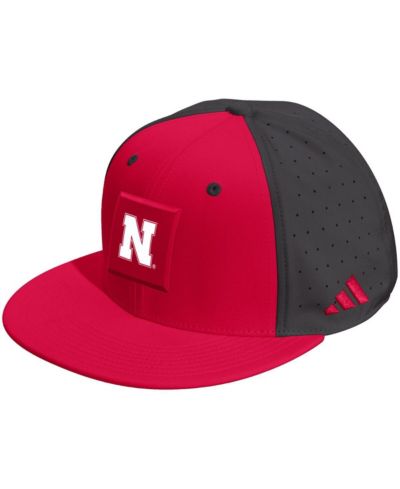 Мужская и женская кепка adidas Scarlet/Black Nebraska Huskers Performance Flat Bill Adjustable Hat