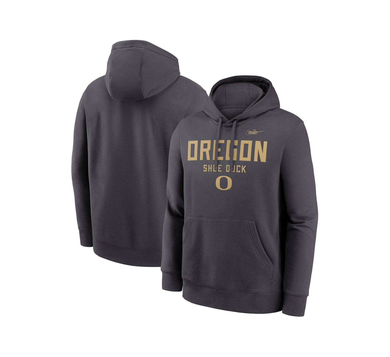 Nike Мужское флисовое худи Duck Club цвета Anthracite Oregon Ducks