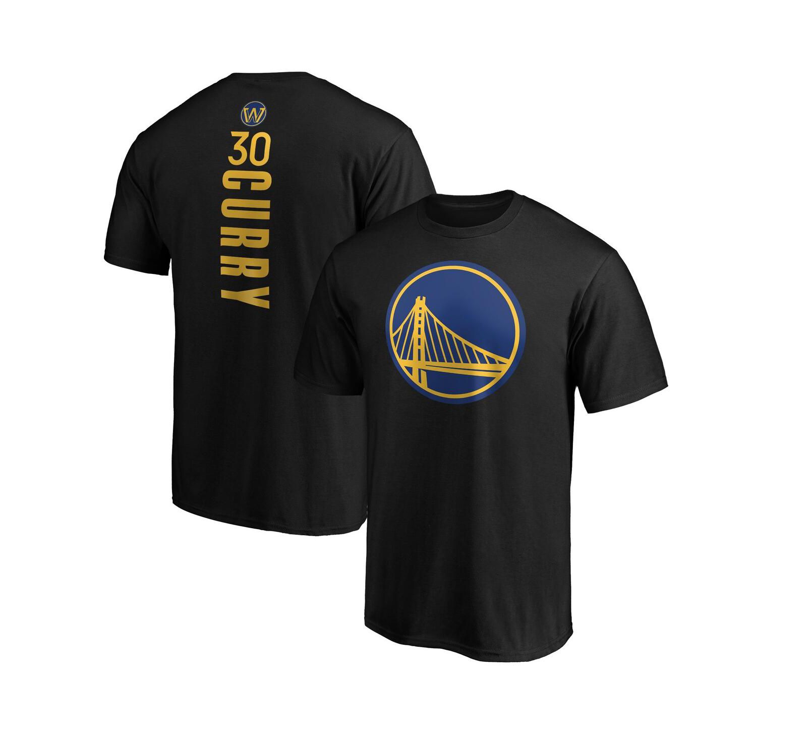 Fanatics Mto Label Men's Stephen Curry Black Golden State Warriors Playmaker Name & Number Logo T-Shirt