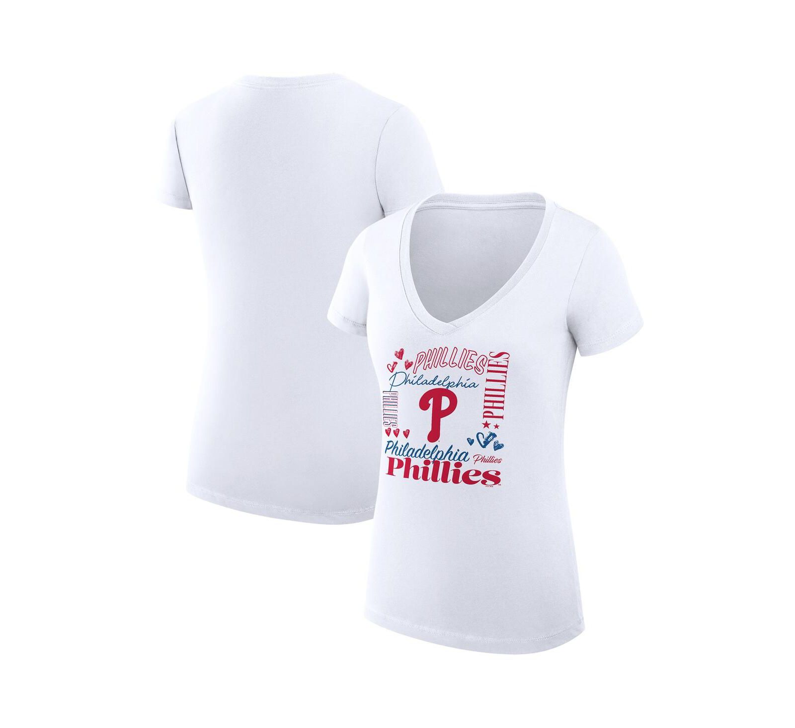 Женская футболка G-III 4Her by Carl Banks Philadelphia Phillies Super-Slim Fit Lightweight Collage Team Graphic V-Neck
