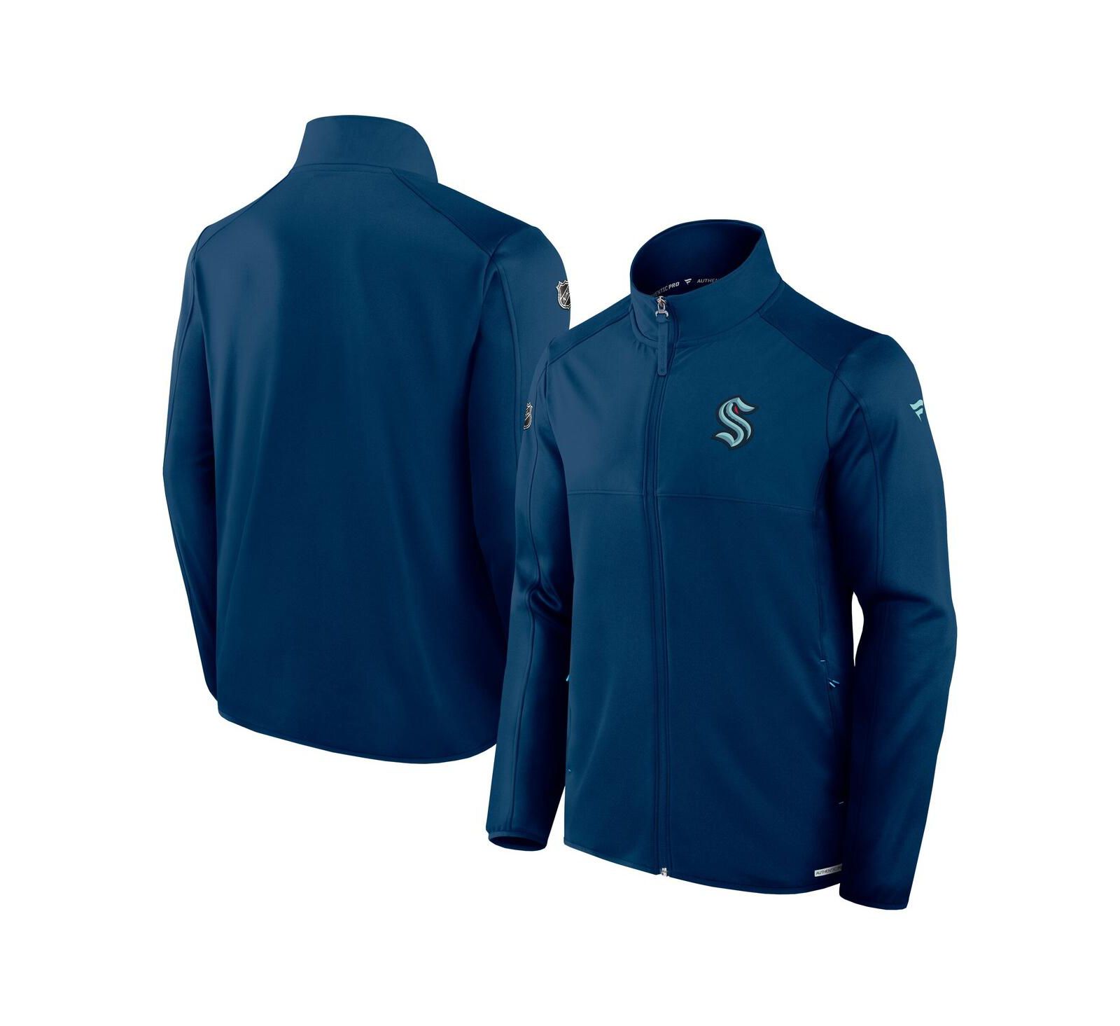 Fanatics Men's Navy Seattle Kraken Authentic Pro Rink Fleece Full-Zip Jacket