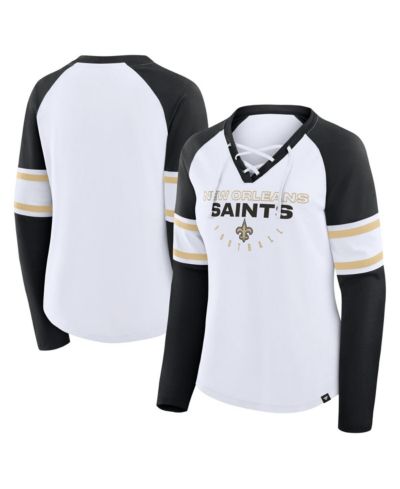 Мужская футболка Fanatics New Orleans Saints Raglan Lace-Up V-Neck Long Sleeve