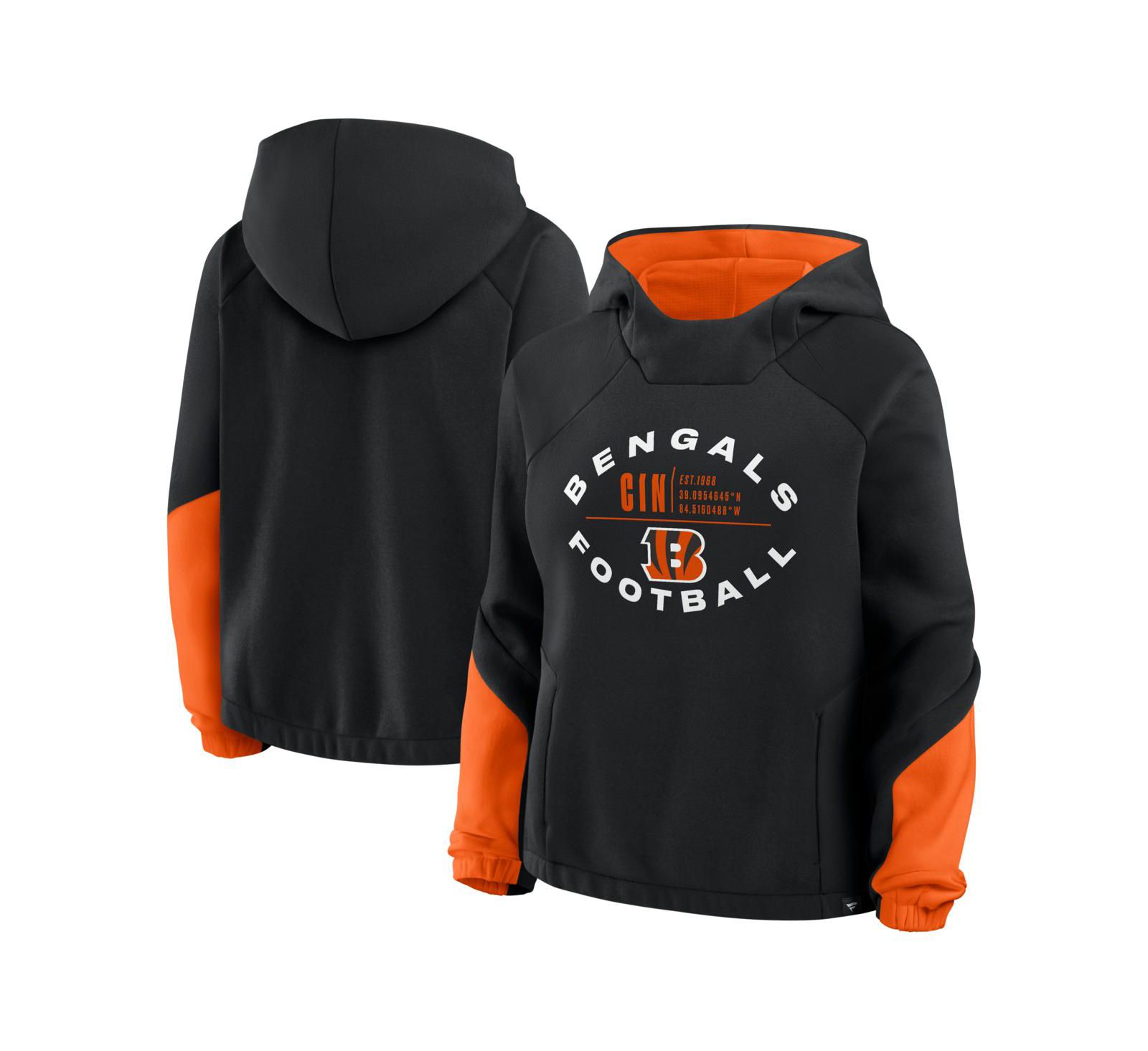 Fanatics Women's Black Cincinnati Bengals Oversized Redzone Bubble Screen Pullover Hoodie