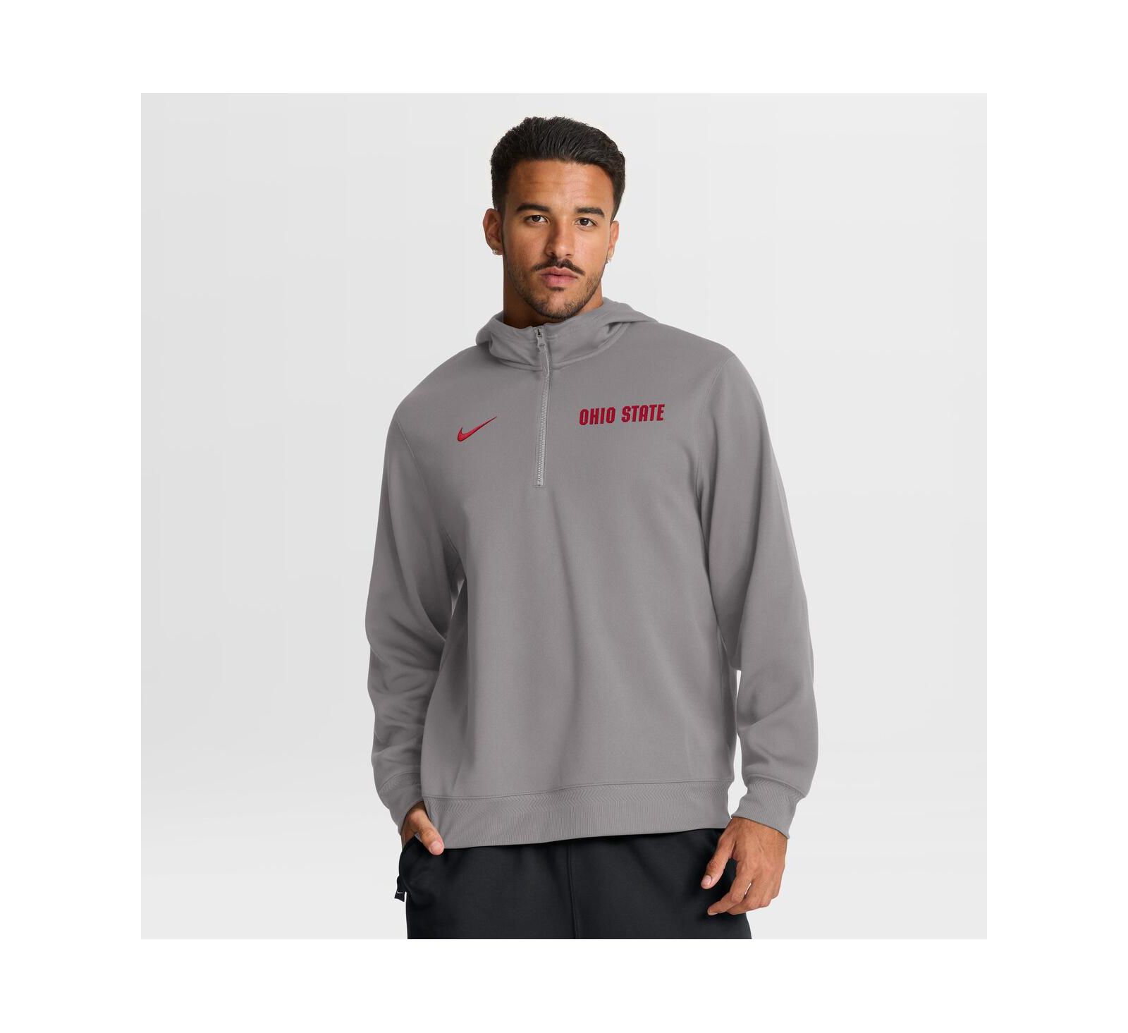 Мужское худи Nike Gray Ohio State Buckeyes 2025 Coaches Premium Dri-FIT Quarter-Zip