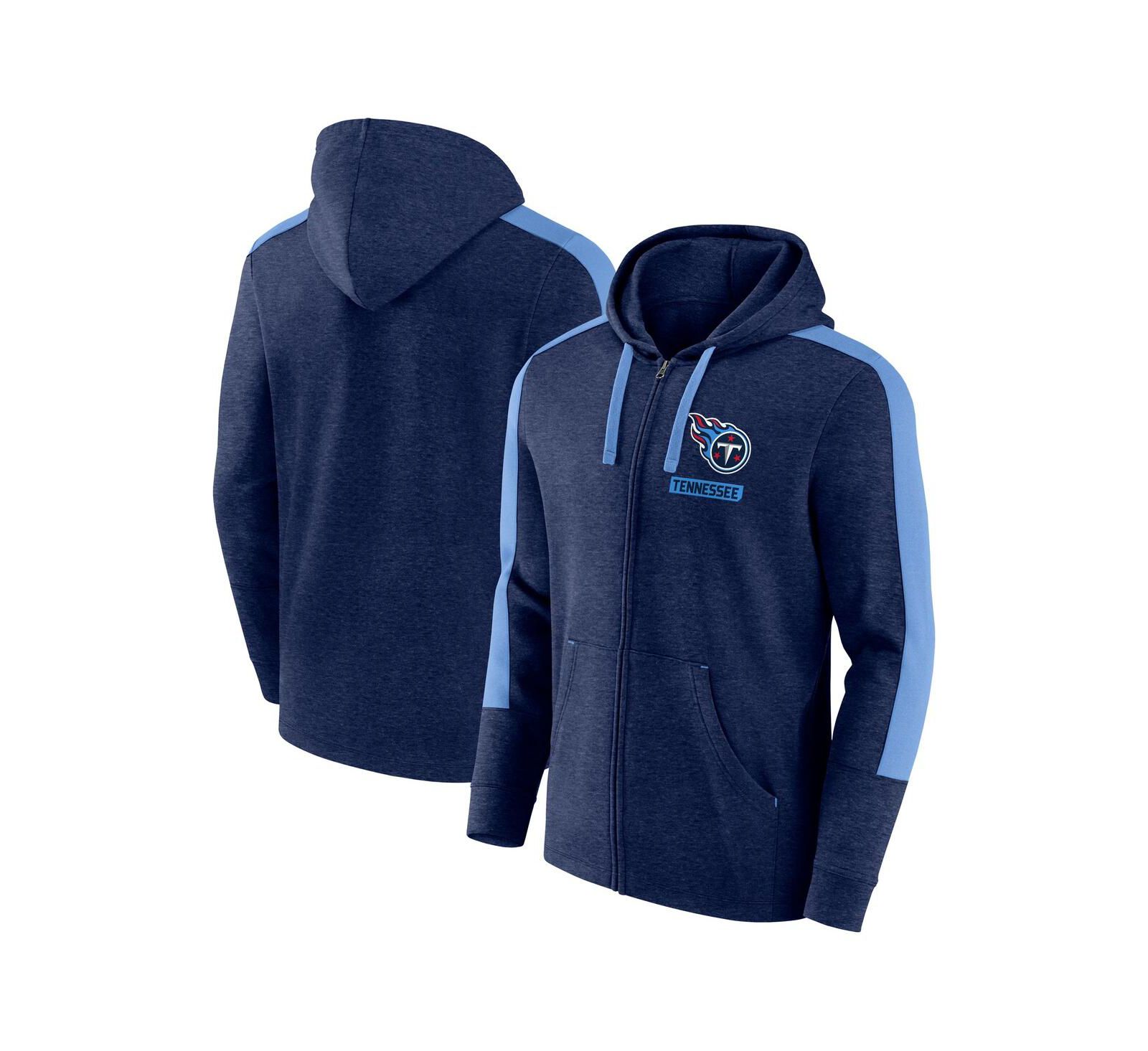 Худи Fanatics Men's Heather Navy Tennessee Titans Gains Full-Zip
