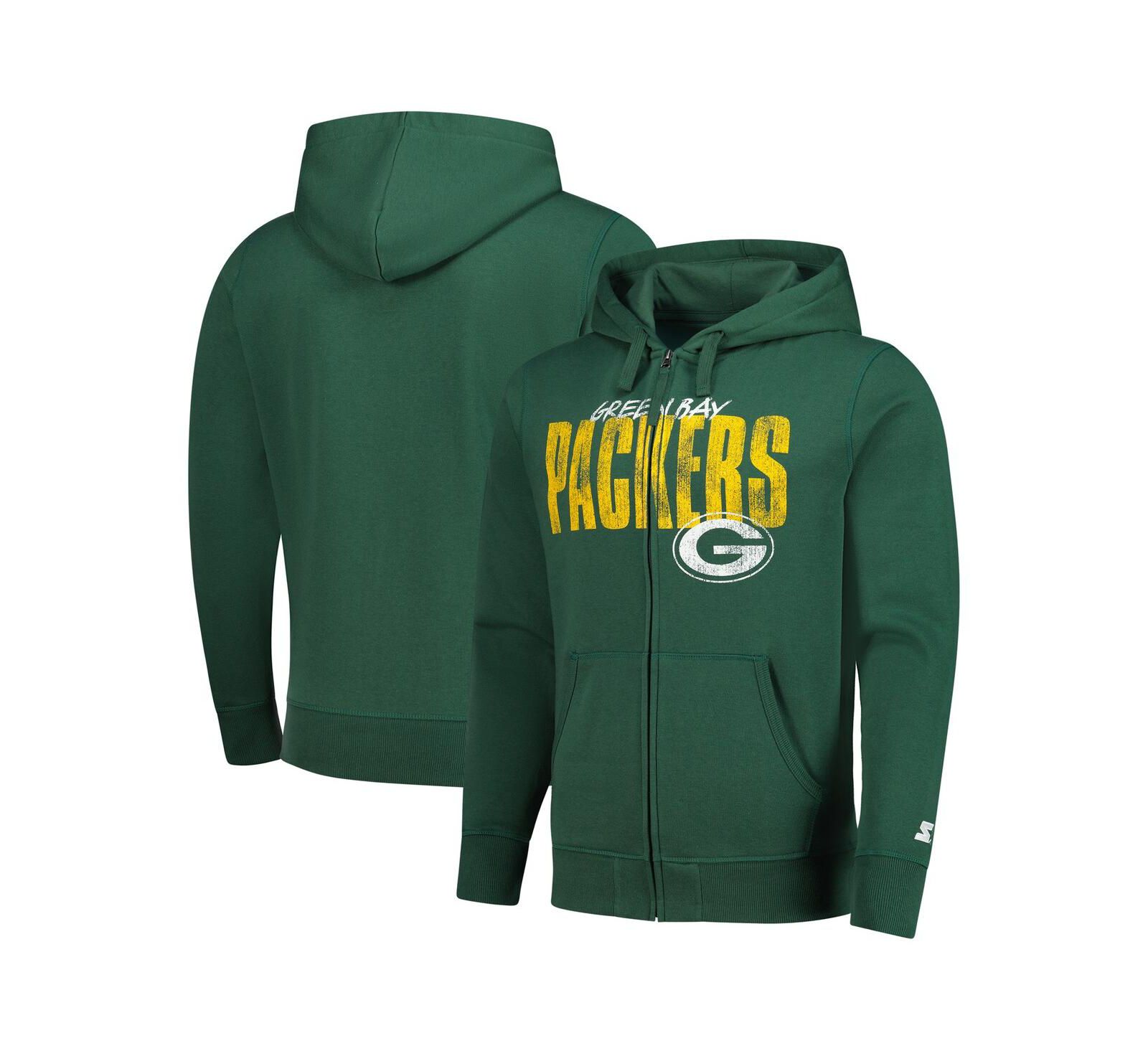 Мужское худи Starter Green Bay Packers Distressed Classic Full-Zip
