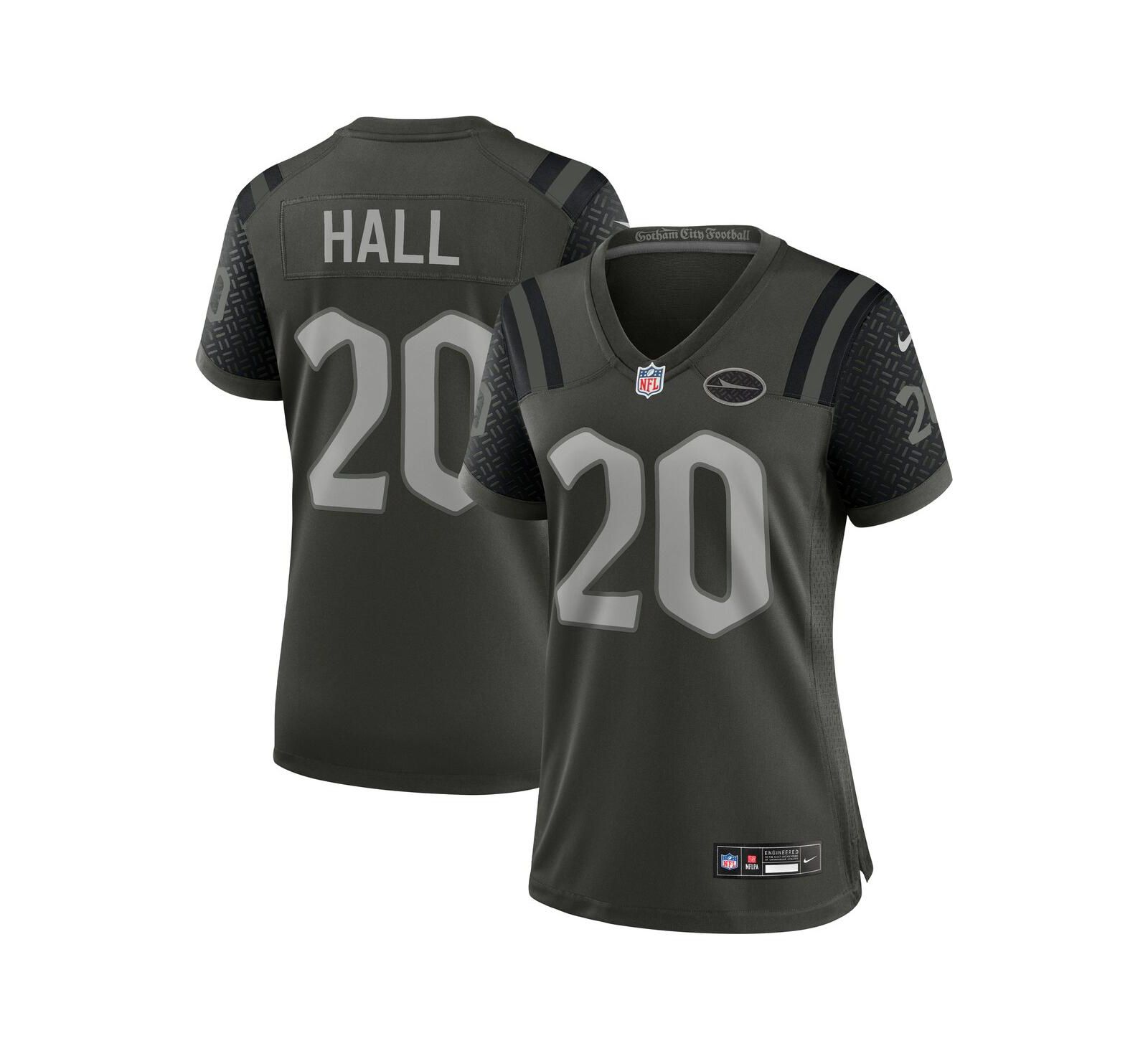 Женская игровая джерси Nike Breece Hall Gotham Green New York Jets 2025 Rivalries Collection, цвет Gotham Green